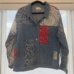 DRIFTWOOD Blue and Red Patchwork Denim Jacket
